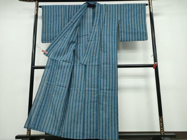 平和屋着物∴夏物　阿波しじら織　浴衣　間道　綿　逸品　CABD2463ng