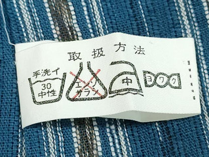 平和屋着物∴夏物　阿波しじら織　浴衣　間道　綿　逸品　CABD2463ng