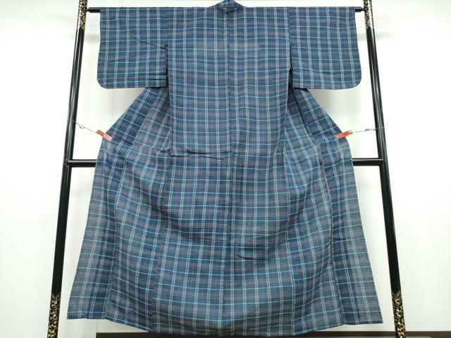 平和屋着物∴夏物 阿波しじら織 浴衣 格子柄 綿 逸品 CABD2464ng
