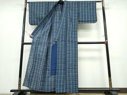 平和屋着物∴夏物 阿波しじら織 浴衣 格子柄 綿 逸品 CABD2464ng