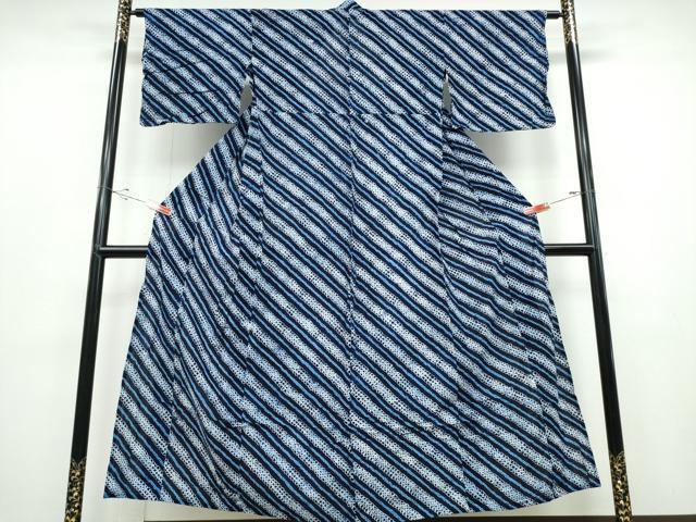 平和屋着物∴夏物 浴衣 有松鳴海絞り 斜線文 綿 逸品 CABD2467ng