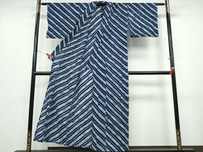 平和屋着物∴夏物 浴衣 有松鳴海絞り 斜線文 綿 逸品 CABD2467ng