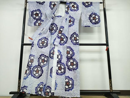 平和屋着物∴夏物 浴衣 有松鳴海絞り 舞花文 綿 逸品 CABD2468ng