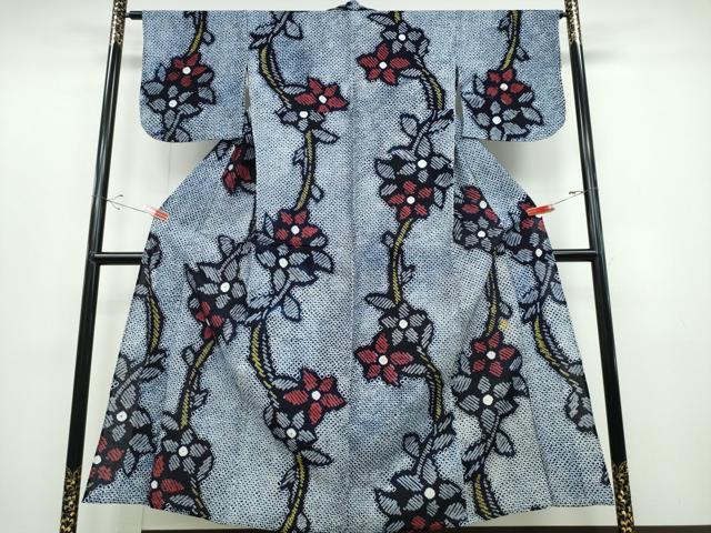 平和屋着物∴夏物 浴衣 有松鳴海絞り 枝花文 綿 逸品 CABD2470ng