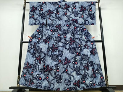 平和屋着物∴夏物 浴衣 有松鳴海絞り 花唐草文 綿 逸品 CABD2473ng
