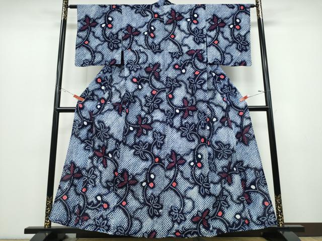 平和屋着物∴夏物 浴衣 有松鳴海絞り 花唐草文 綿 逸品 CABD2473ng