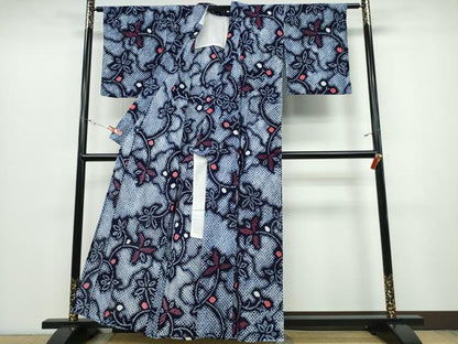 平和屋着物∴夏物 浴衣 有松鳴海絞り 花唐草文 綿 逸品 CABD2473ng