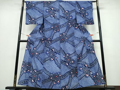 平和屋着物∴夏物 浴衣 有松鳴海絞り 吉祥花文 綿 逸品 CABD2474ng