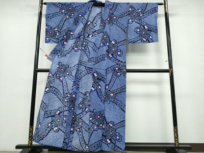 平和屋着物∴夏物 浴衣 有松鳴海絞り 吉祥花文 綿 逸品 CABD2474ng