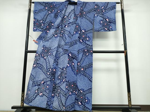 平和屋着物∴夏物 浴衣 有松鳴海絞り 吉祥花文 綿 逸品 CABD2474ng