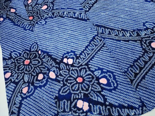 平和屋着物∴夏物 浴衣 有松鳴海絞り 吉祥花文 綿 逸品 CABD2474ng