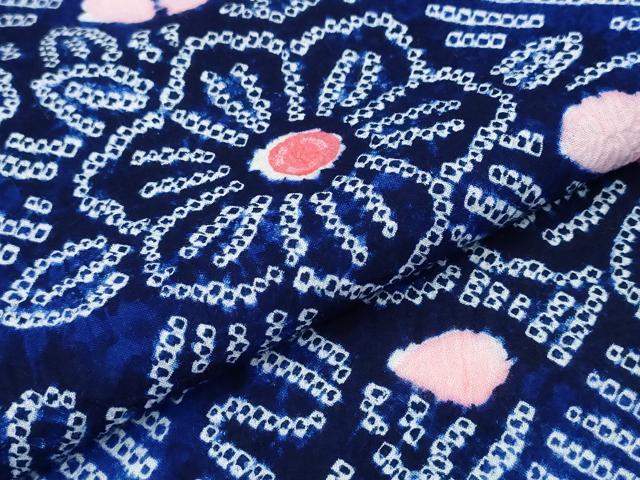 平和屋着物∴夏物 浴衣 有松鳴海絞り 吉祥花文 綿 逸品 CABD2474ng
