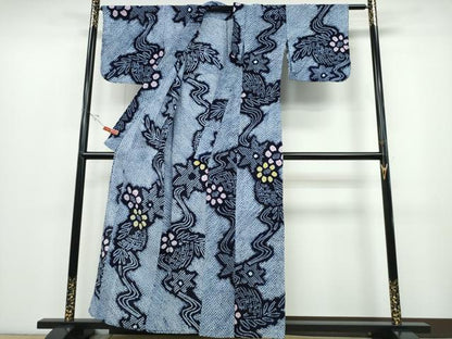 平和屋着物∴夏物 浴衣 有松鳴海絞り 流水柳花文 綿 逸品 CABD2475ng