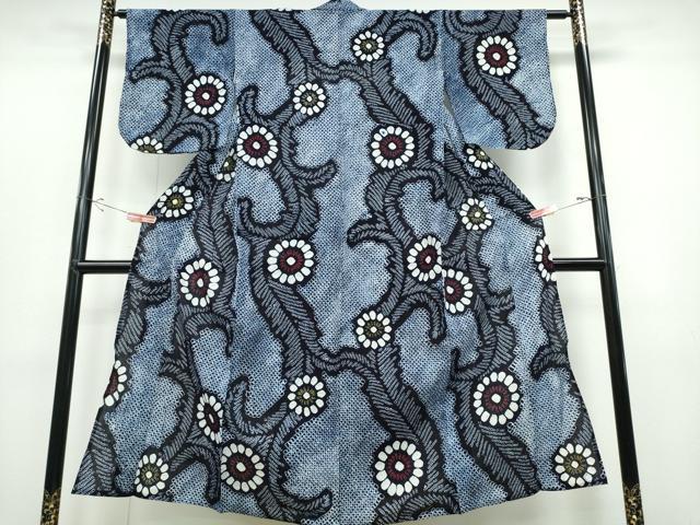 平和屋着物∴夏物 浴衣 有松鳴海絞り 舞葉菊文 綿 逸品 CABD2477ng