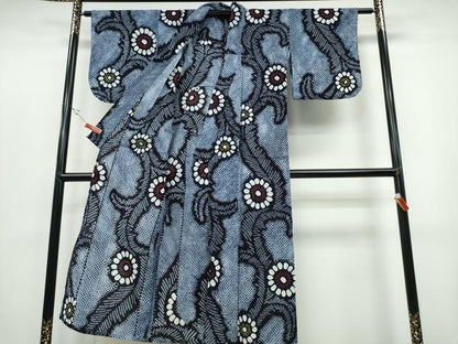 平和屋着物∴夏物 浴衣 有松鳴海絞り 舞葉菊文 綿 逸品 CABD2477ng
