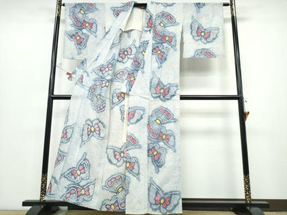 平和屋着物∴夏物 浴衣 有松鳴海絞り 舞蝶文 綿 逸品 CABD2479ng