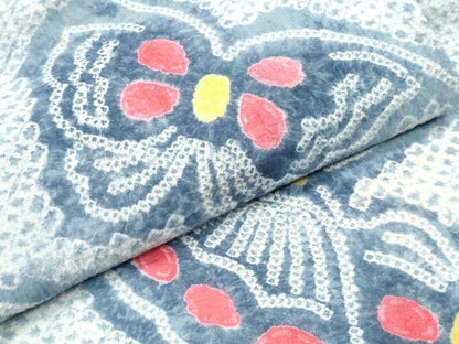 平和屋着物∴夏物 浴衣 有松鳴海絞り 舞蝶文 綿 逸品 CABD2479ng