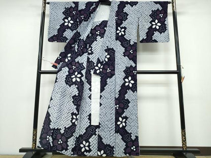 平和屋着物∴夏物 浴衣 有松鳴海絞り 蔦の葉花文 綿 逸品 CABD2480ng
