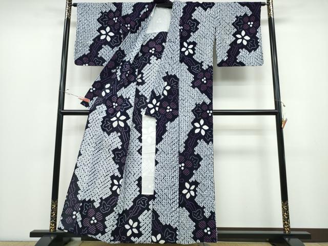 平和屋着物∴夏物 浴衣 有松鳴海絞り 蔦の葉花文 綿 逸品 CABD2480ng