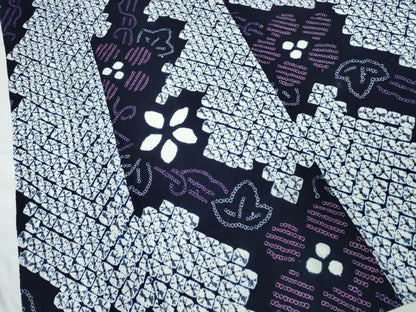 平和屋着物∴夏物 浴衣 有松鳴海絞り 蔦の葉花文 綿 逸品 CABD2480ng
