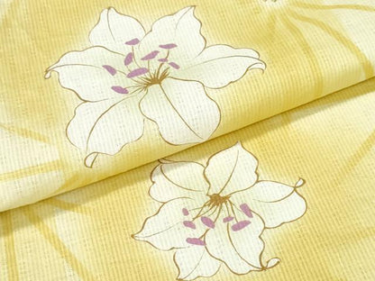 平和屋着物∴夏物 浴衣 百合 麻の葉文様 綿 逸品 CABD2485ng