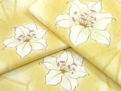 平和屋着物∴夏物 浴衣 百合 麻の葉文様 綿 逸品 CABD2485ng