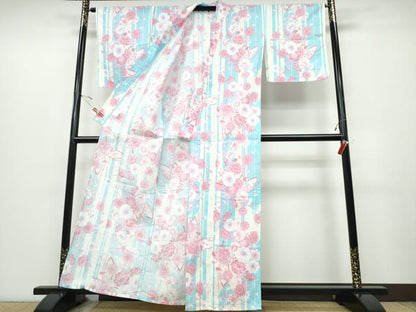 平和屋着物∴夏物 浴衣 舞蝶桜 綿 逸品 CABD2489ng