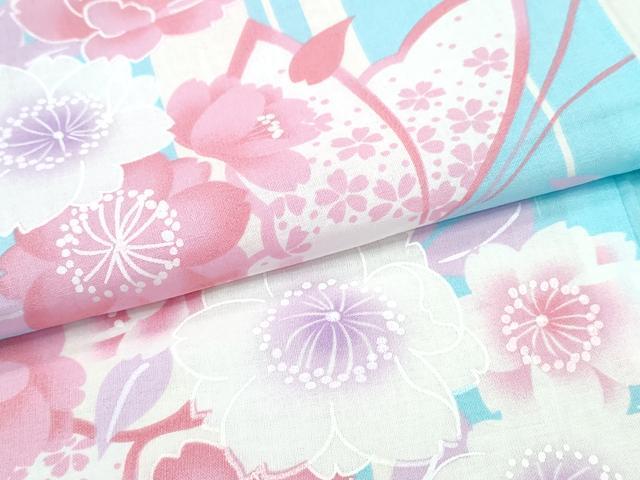 平和屋着物∴夏物 浴衣 舞蝶桜 綿 逸品 CABD2489ng