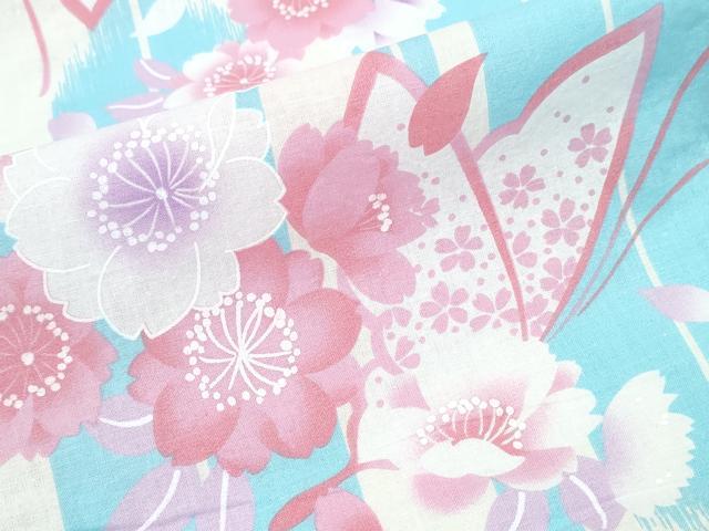 平和屋着物∴夏物 浴衣 舞蝶桜 綿 逸品 CABD2489ng