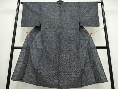 平和屋着物∴夏物 男性 浴衣 有松鳴海絞り 黒地 綿 逸品 CABD2494ng