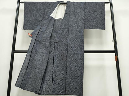 平和屋着物∴夏物 男性 浴衣 有松鳴海絞り 黒地 綿 逸品 CABD2494ng