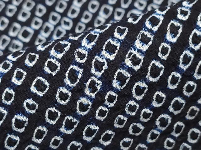平和屋着物∴夏物 男性 浴衣 有松鳴海絞り 黒地 綿 逸品 CABD2494ng