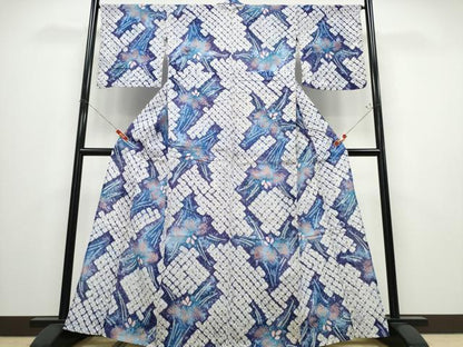 平和屋着物∴夏物 浴衣 有松鳴海絞り 杜若 綿 逸品 CABD2497ng