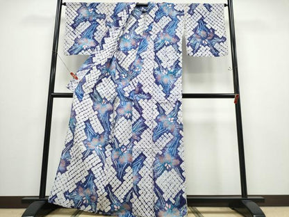 平和屋着物∴夏物 浴衣 有松鳴海絞り 杜若 綿 逸品 CABD2497ng