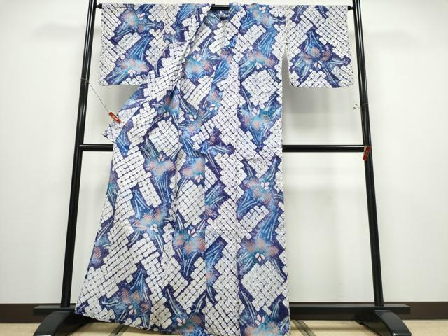 平和屋着物∴夏物 浴衣 有松鳴海絞り 杜若 綿 逸品 CABD2497ng
