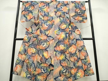 平和屋着物∴夏物 浴衣 有松鳴海絞り 舞菊文 綿 逸品 CABD2499ng