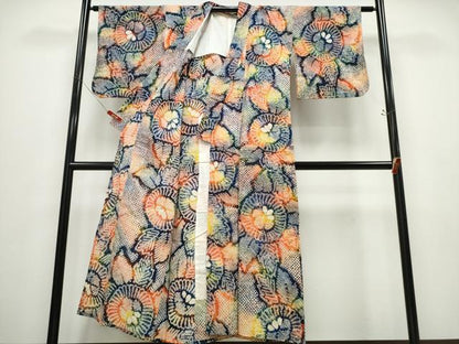 平和屋着物∴夏物 浴衣 有松鳴海絞り 舞菊文 綿 逸品 CABD2499ng