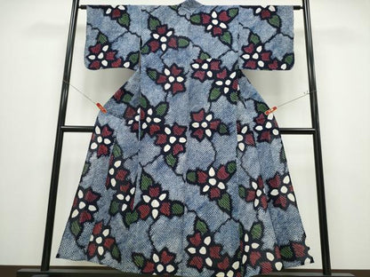 平和屋着物∴夏物　浴衣　有松鳴海絞り　舞花文　綿　逸品　CABD2501ng