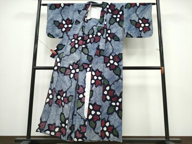 平和屋着物∴夏物　浴衣　有松鳴海絞り　舞花文　綿　逸品　CABD2501ng