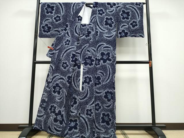 平和屋着物∴夏物 浴衣 有松鳴海絞り 流水花文 綿 逸品 CABD2502ng