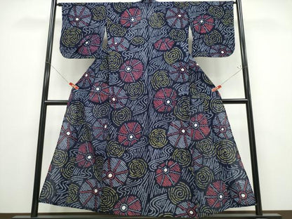 平和屋着物∴夏物　浴衣　有松鳴海絞り　番傘流水文　綿　逸品　CABD2503ng