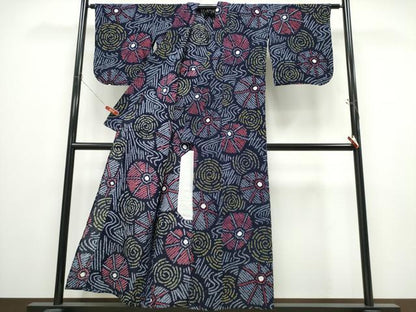 平和屋着物∴夏物　浴衣　有松鳴海絞り　番傘流水文　綿　逸品　CABD2503ng