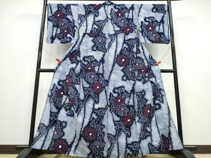 平和屋着物∴夏物 浴衣 有松鳴海絞り 花束文 綿 逸品 未使用 CABD2506ng