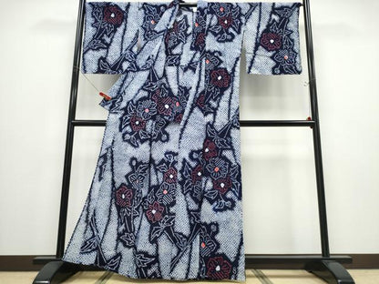 平和屋着物∴夏物 浴衣 有松鳴海絞り 花束文 綿 逸品 未使用 CABD2506ng