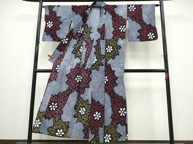 平和屋着物∴夏物 浴衣 有松鳴海絞り 舞花文 綿 逸品 CABD2509ng