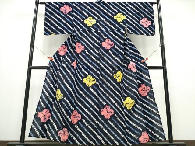 平和屋着物∴夏物 浴衣 有松鳴海絞り 斜線舞花文 綿 逸品 CABD2510ng