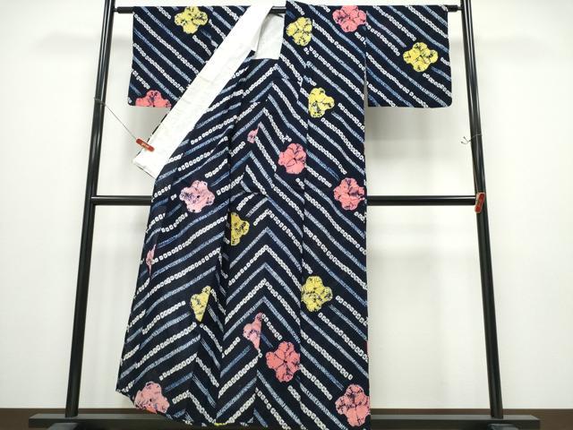 平和屋着物∴夏物 浴衣 有松鳴海絞り 斜線舞花文 綿 逸品 CABD2510ng