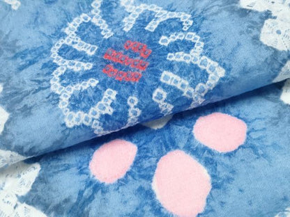 平和屋着物∴夏物 浴衣 有松鳴海絞り 斜線亀甲花文 綿 逸品 未使用 CABD2511ng