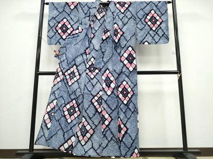 平和屋着物∴夏物 浴衣 有松鳴海絞り 花菱文 綿 逸品 CABD2512ng