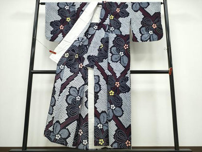 平和屋着物∴夏物 浴衣 有松鳴海絞り 結び紐花文 綿 逸品 CABD2514ng
